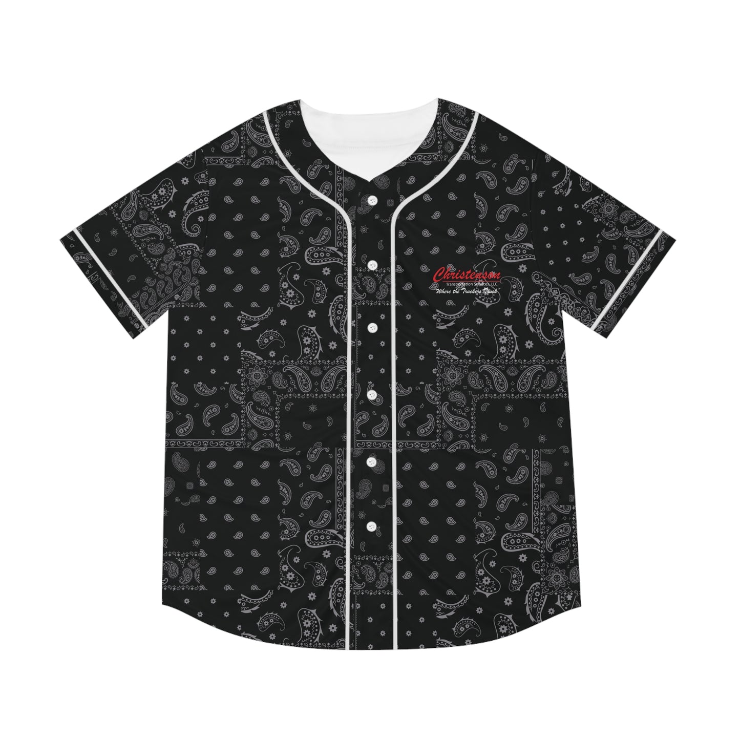 Men's Black Bandana Pattern Baseball Jersey