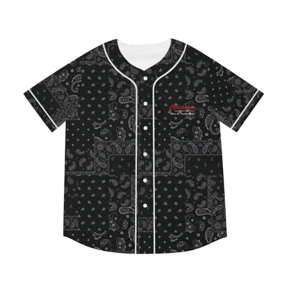 Men's Black Bandana Pattern Baseball Jersey