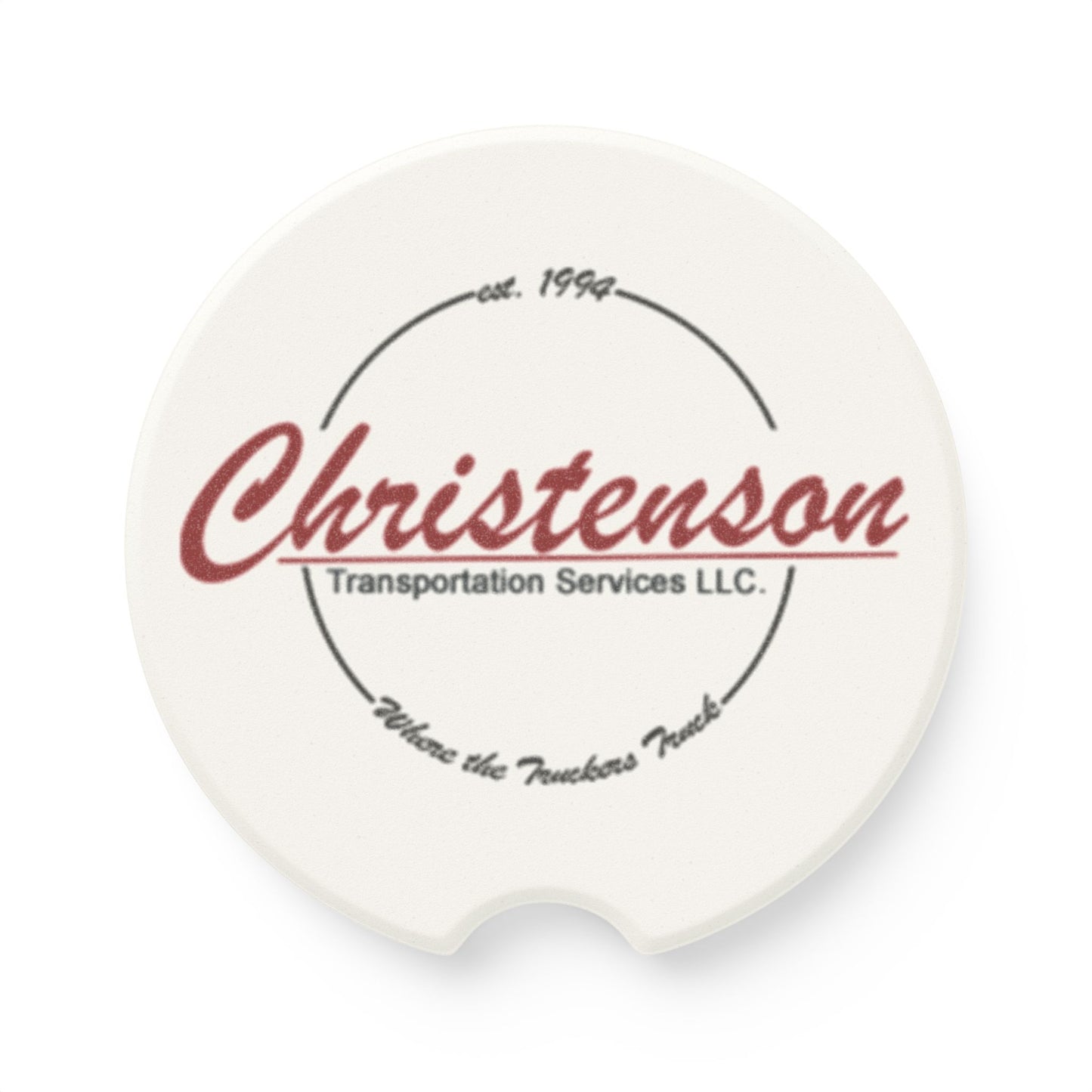Soapstone Car Coaster — Personalized Christenson Transportation Logo Drink Coaster