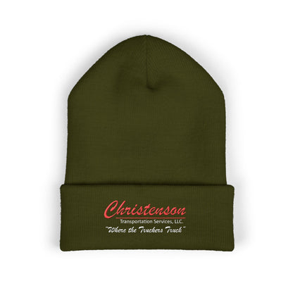 Embroidered 'Christenson' Cuffed Beanie - Personalized Name Knit Hat
