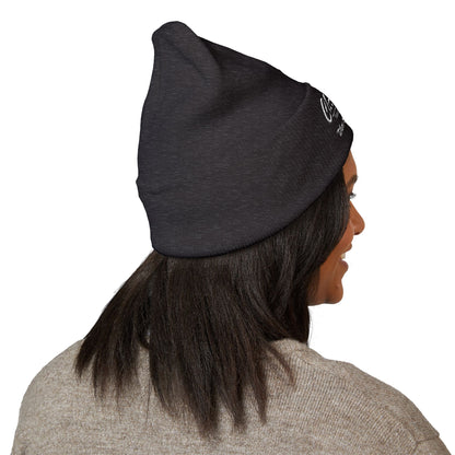 Embroidered Cuffed Beanie — "Christenson" Retro Script Winter Hat