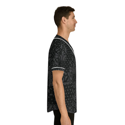 Men's Black Bandana Pattern Baseball Jersey