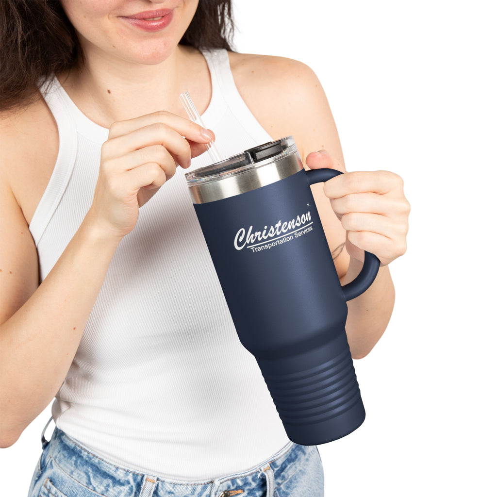 Personalized Insulated Travel Mug - 40oz Red with Handle for Coffee and Beverages