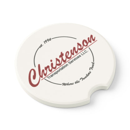 Soapstone Car Coaster — Personalized Christenson Transportation Logo Drink Coaster