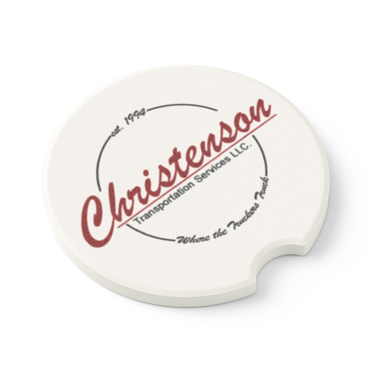 Soapstone Car Coaster — Personalized Christenson Transportation Logo Drink Coaster