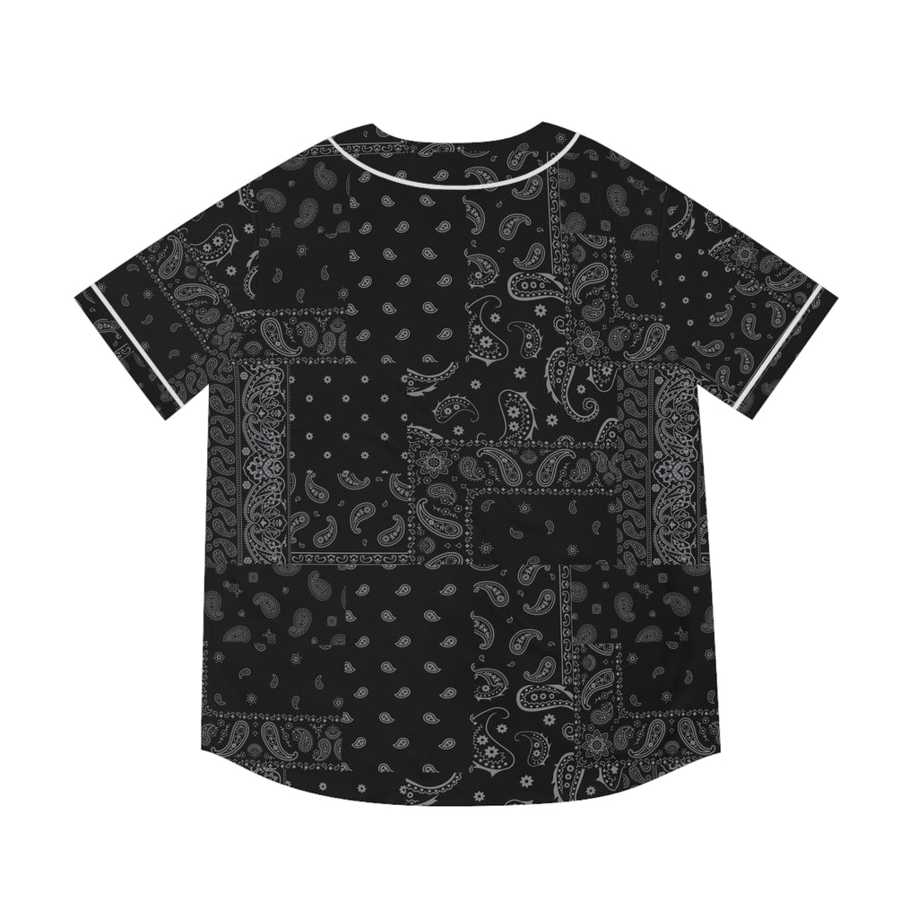 Men's Black Bandana Pattern Baseball Jersey