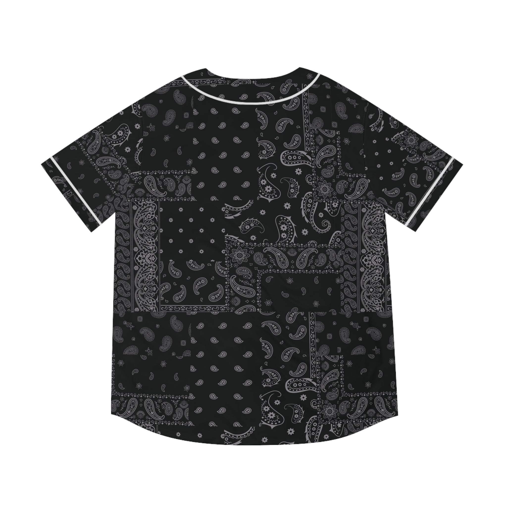 Men's Black Bandana Pattern Baseball Jersey