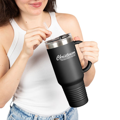 Personalized Insulated Travel Mug - 40oz Red with Handle for Coffee and Beverages