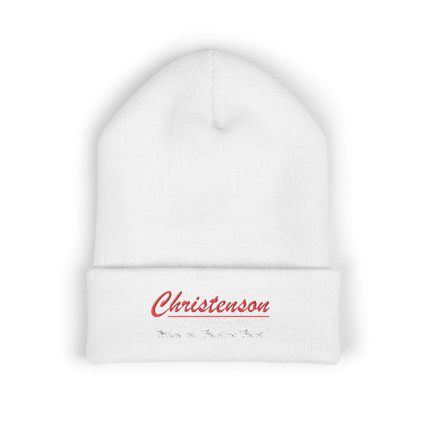 Embroidered 'Christenson' Cuffed Beanie - Personalized Name Knit Hat