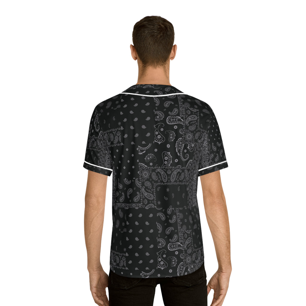 Men's Black Bandana Pattern Baseball Jersey