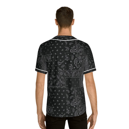 Men's Black Bandana Pattern Baseball Jersey
