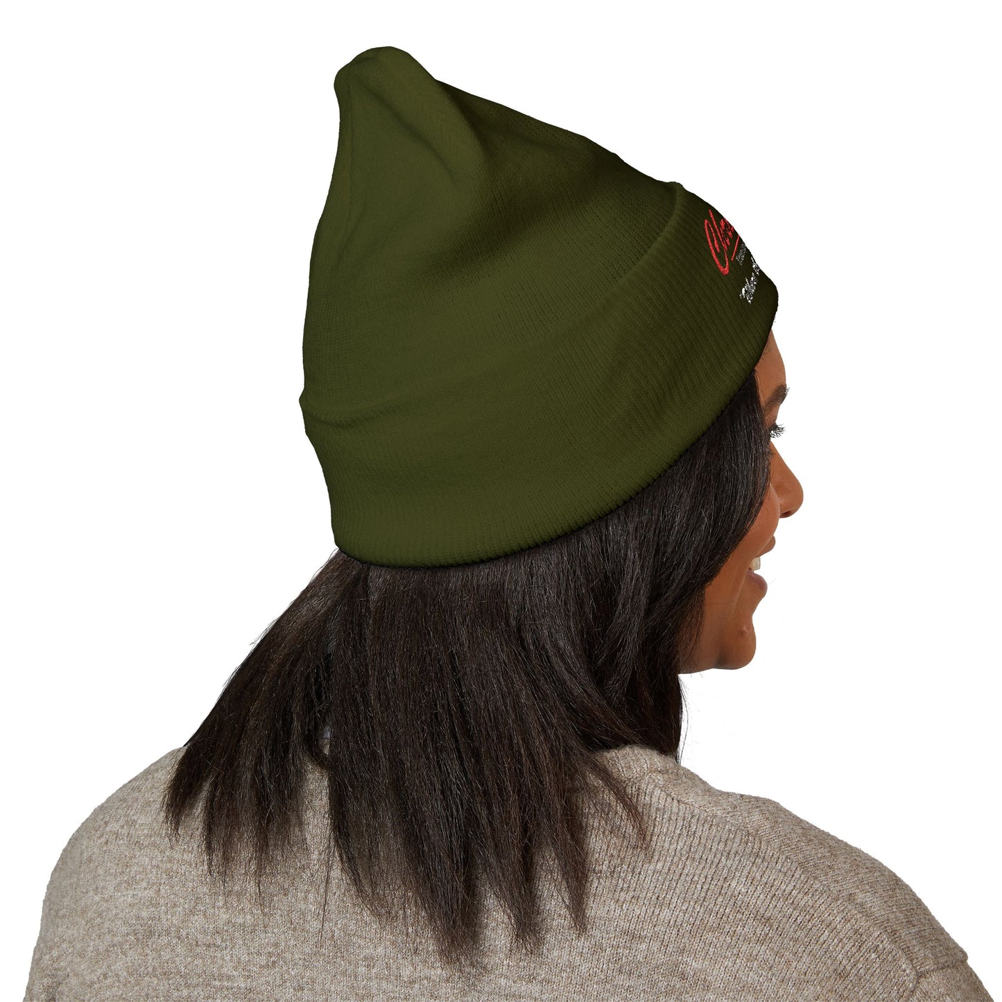 Embroidered 'Christenson' Cuffed Beanie - Personalized Name Knit Hat