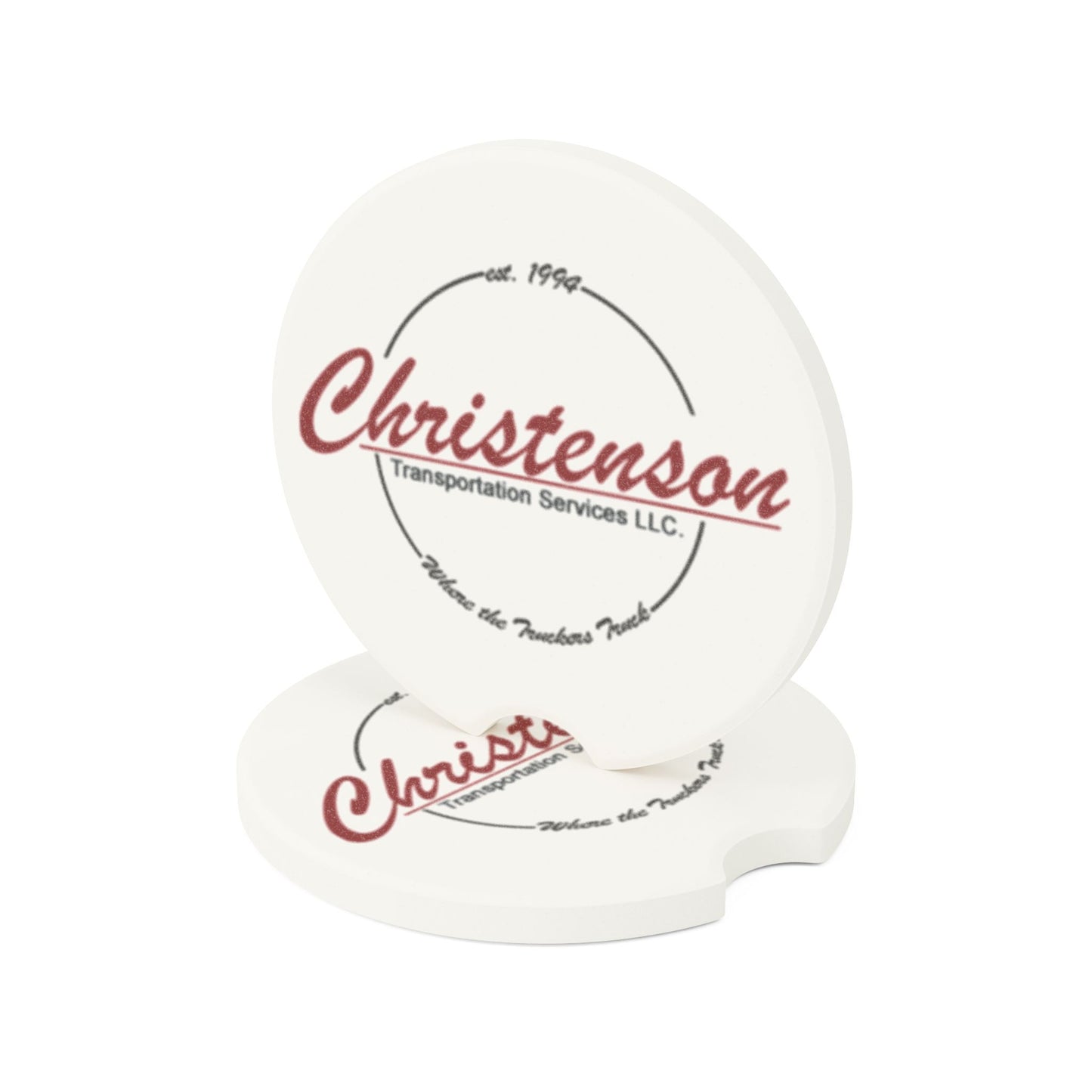 Soapstone Car Coaster — Personalized Christenson Transportation Logo Drink Coaster