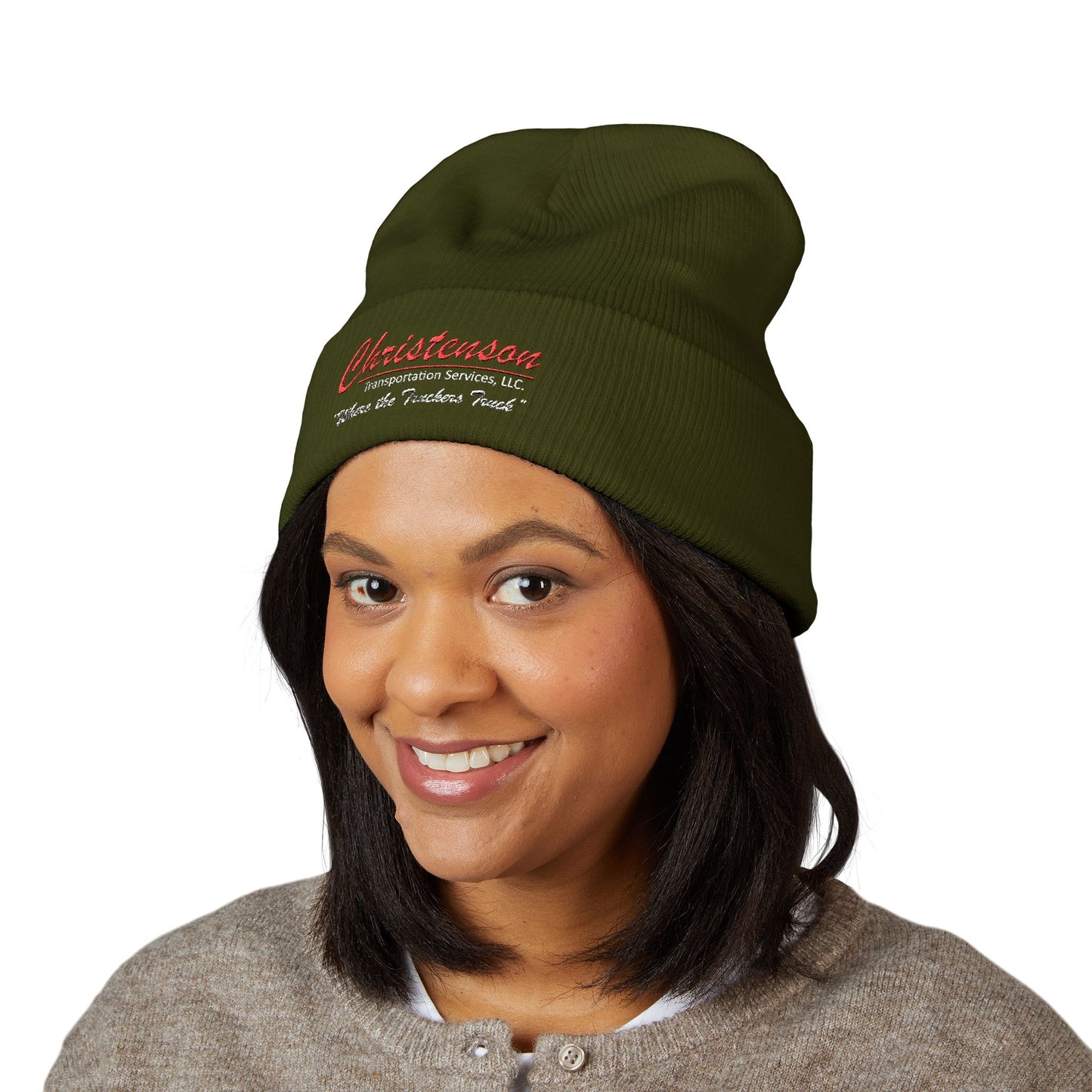 Embroidered 'Christenson' Cuffed Beanie - Personalized Name Knit Hat
