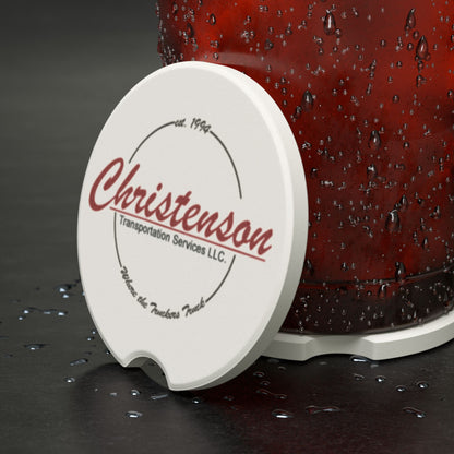 Soapstone Car Coaster — Personalized Christenson Transportation Logo Drink Coaster