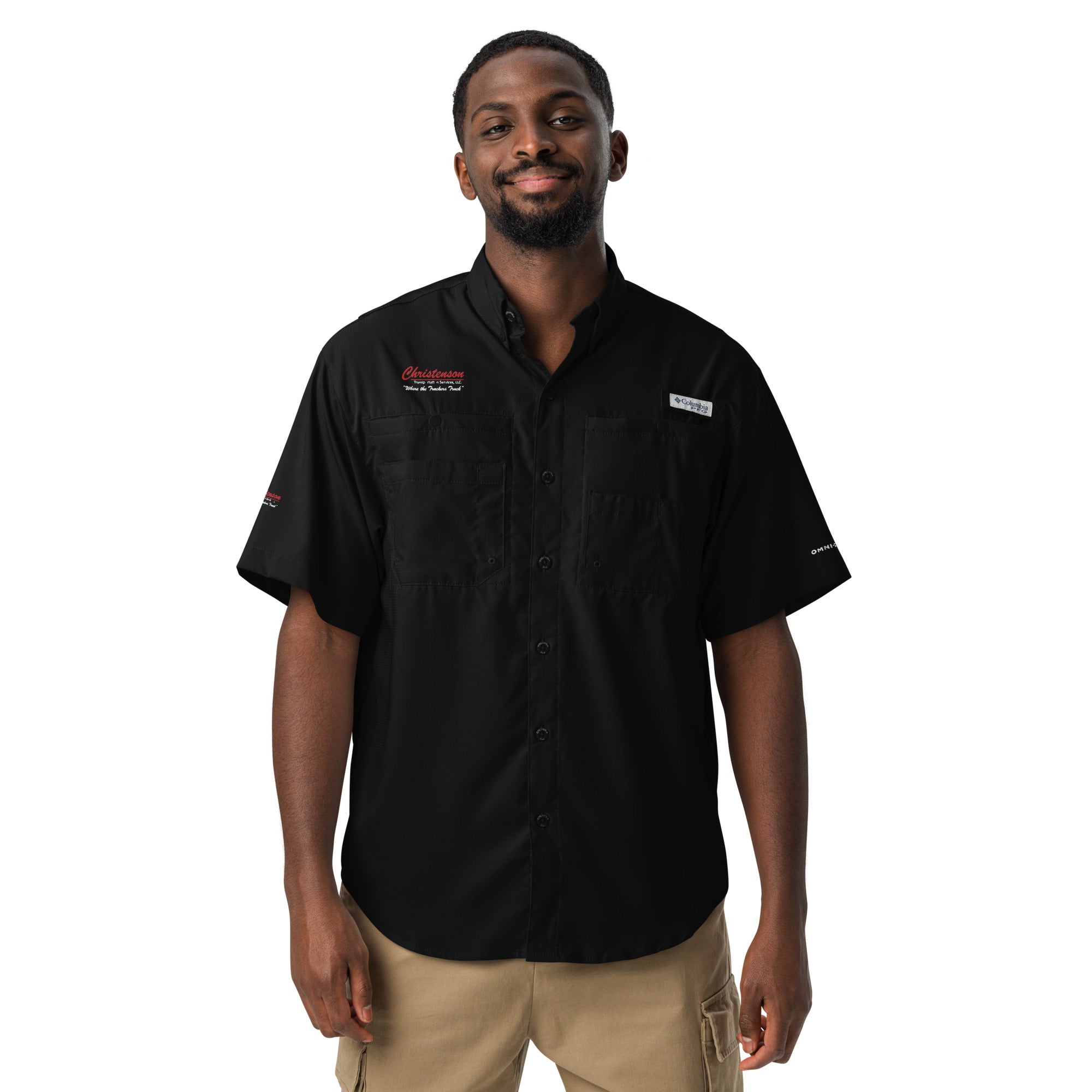 Men’s Embroidered Columbia short sleeve button shirt