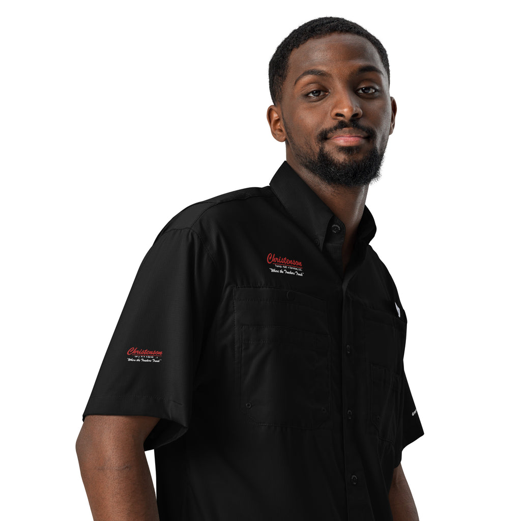 Men’s Embroidered Columbia short sleeve button shirt